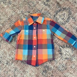 Plaid collared, button down shirt